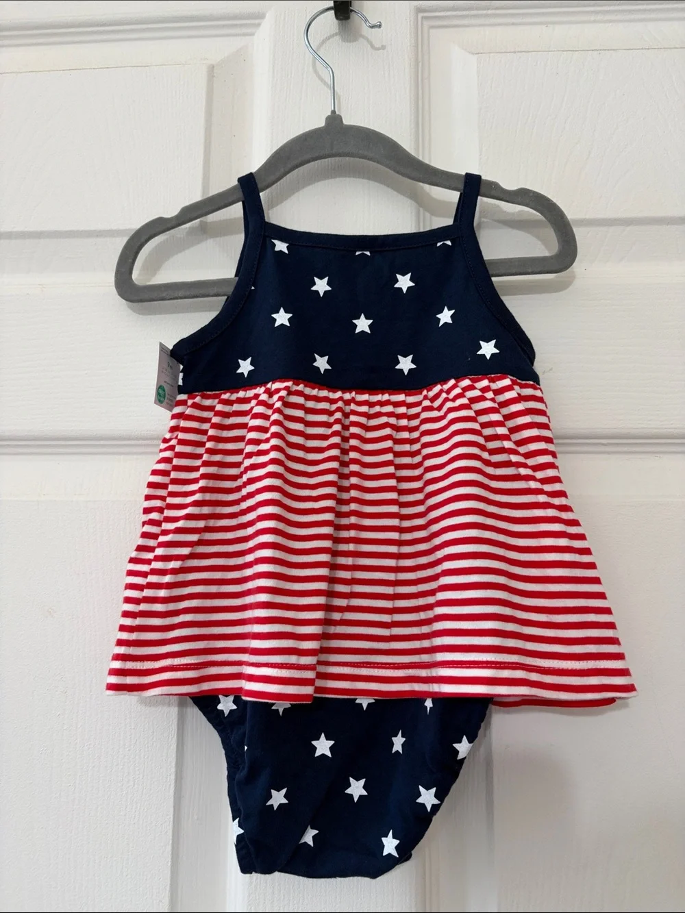 9 months Stars & Stripes Tank One-Piece - Navy, Red, White